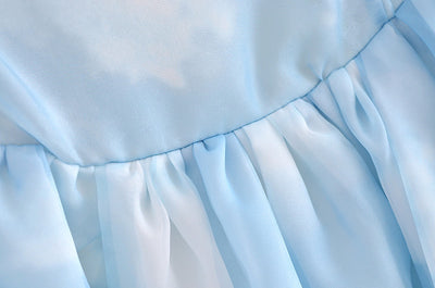 Vestido Azul Cielo con Mangas Abullonadas y Estampado Nube para Mujer - Image 13