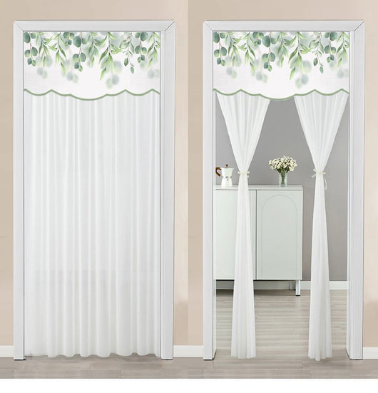 Double-layer blackout doorway curtain with a light blue top featuring a cartoon bear and "LUCK DAY!" text. - Image 38