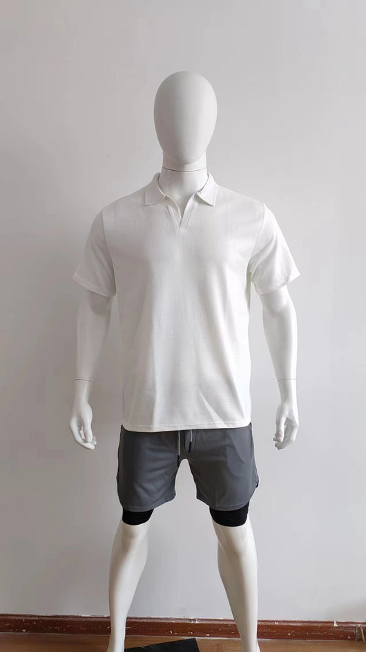 Polo Casual de Cuello V para Hombre - Colores Sólidos - Image 11