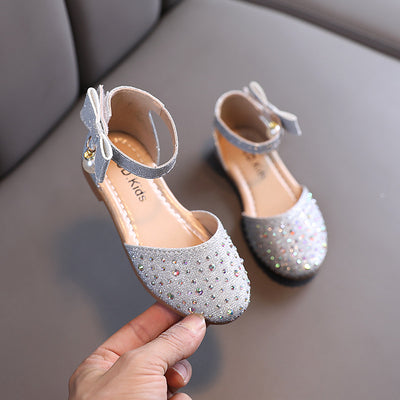 Zapatos de Cuero Infantiles con Perlas y Brillantes - Image 4