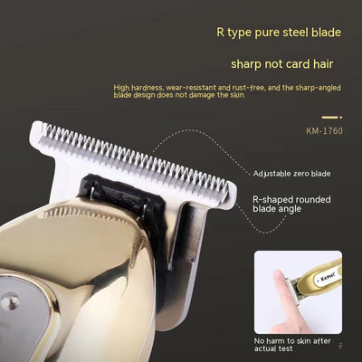 Dark gray Kemei electric hair clipper with a digital display showing "188 POWER LEFT" and a textured grip. - Image 3