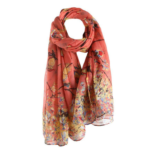 Pañuelo Estampado con Diseño de Ramas y Pájaros - Image 6