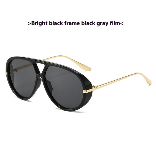 Retro aviator sunglasses with bright black frames, vibrant orange lenses, and sleek gold-colored metal temples. - Image 7