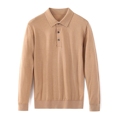 Polo de Lana Fina Merino para Hombre - Camisa de Manga Larga Elegante - Image 5