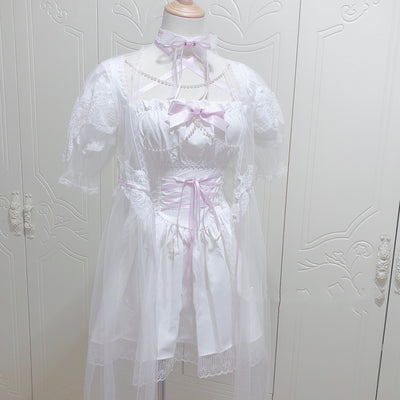 Vestido Retro Cuadrado con Mangas Abullonadas y Cintura Ajustable - Image 5
