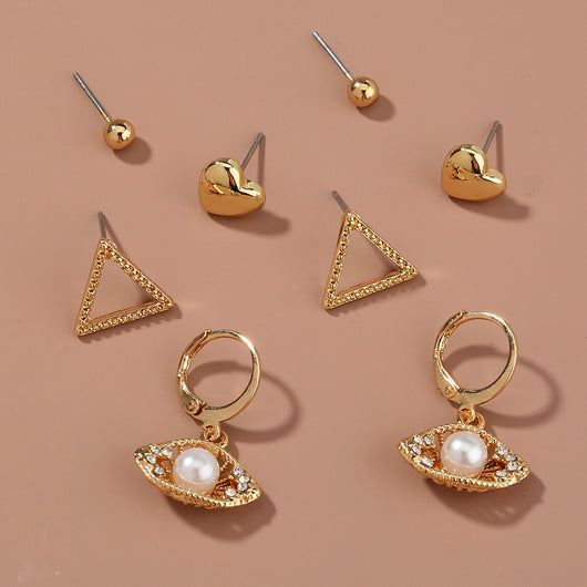 Juego de Aretes Metálicos Irregulares - Cuatro Piezas - Image 10