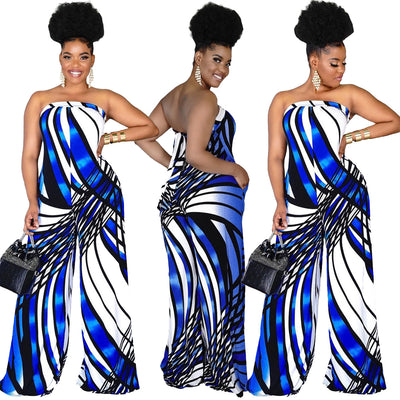 Jumpsuit Estampado Halter Tubo Talla Grande para Mujer - Pantalón Ancho - Image 13