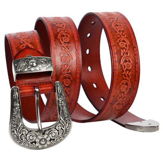 Cinturón de Cuero Grabado Estilo Mongol con Personalización Artesanal - Image 3