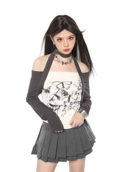 Blusa Manga Larga Estampado Mariposa Cuello Abierto Slim Fit - Image 3