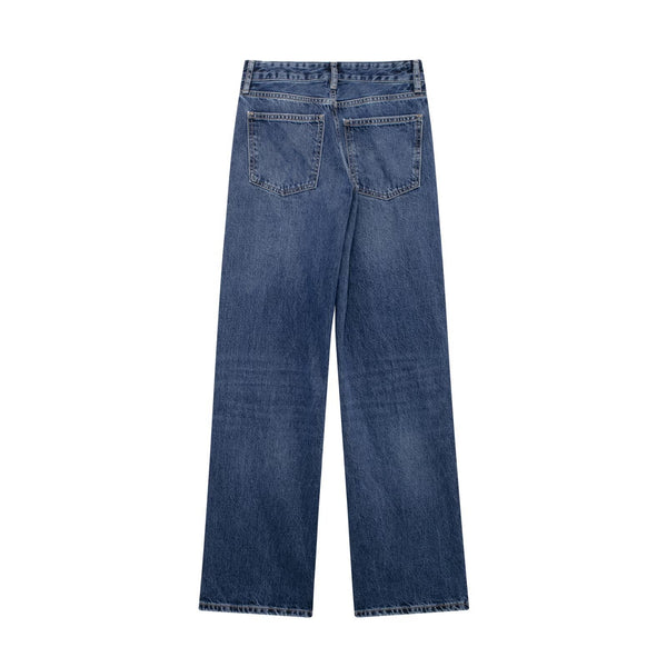 Pantalón Vaquero Cintura Media Pierna Recta Ancho