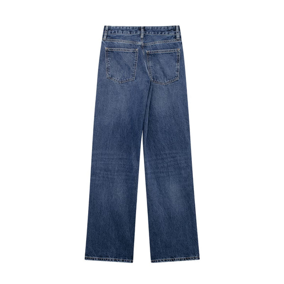 Mid-Rise Wide Straight Leg Jeans