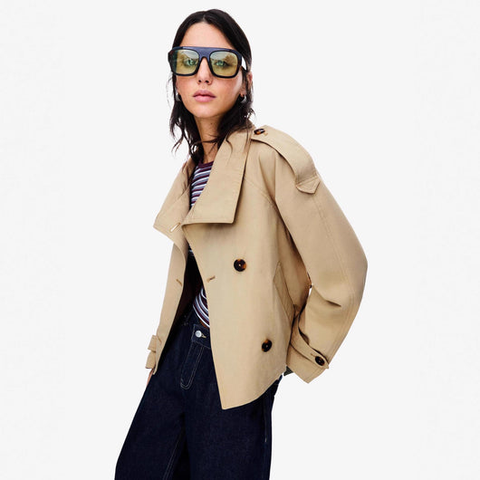 Gabardina Corta Elegante con Cuello Alzado y Cintura Ajustable - Image 6