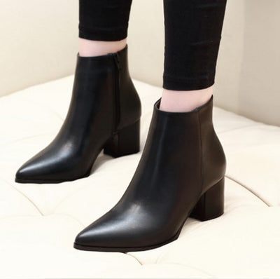 Botas Martin de Tacón Alto Punta Fina con Suela Gruesa