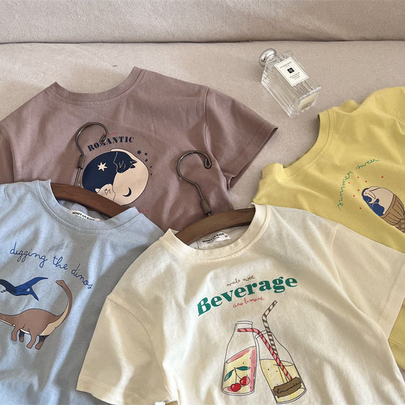 Camiseta Infantil Estampado Dibujos Animados Cuello Redondo
