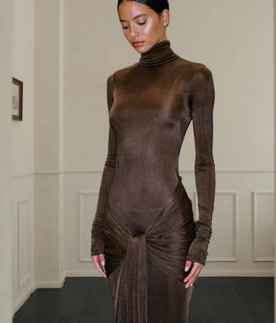 Vestido Elegante de Cuello Alto con Diseño de Cordones - Colección Premium Europea - Image 12