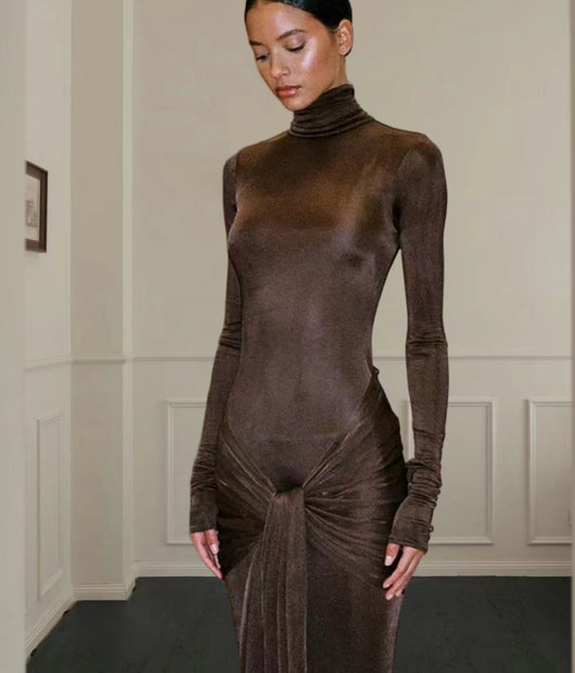 Vestido Elegante de Cuello Alto con Diseño de Cordones - Colección Premium Europea - Image 12