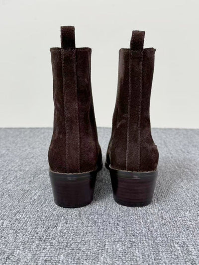 Botas Retro de Tacón Cuadrado y Punta Cuadrada en Cuero Mate para Mujer - Image 13