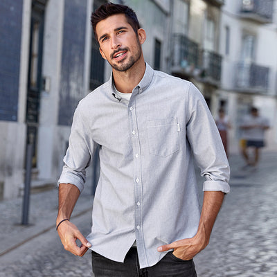 Camisa Casual de Negocios para Hombre en Algodón Premium