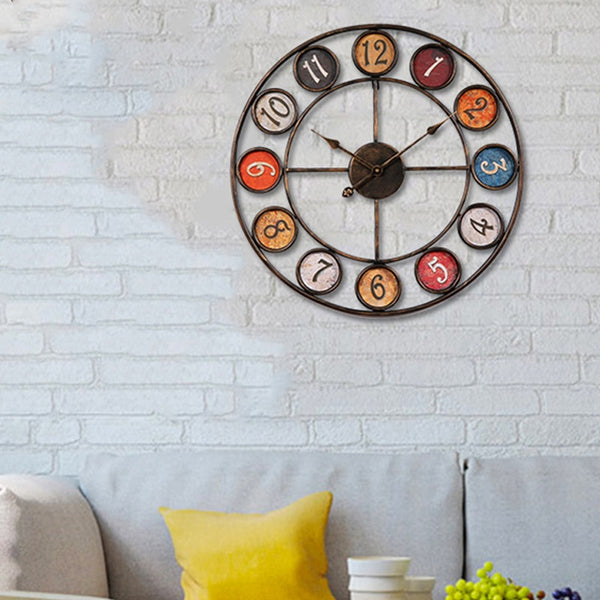 Reloj de Pared Retro Minimalista en Hierro - Diseño Industrial Moderno