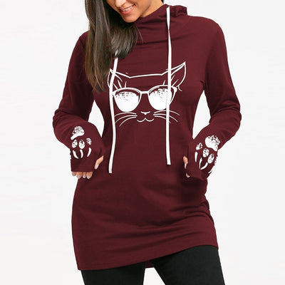 Vestido Sudadera Estampado Largo con Capucha - Image 3