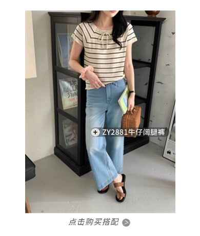 Blusa Mujer Escote Cuadrado con Encaje Calado y Cordones - Image 14