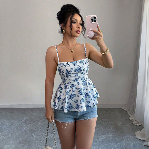 Blusa Floral Elegante sin Mangas Ajustada para Mujer - Image 6