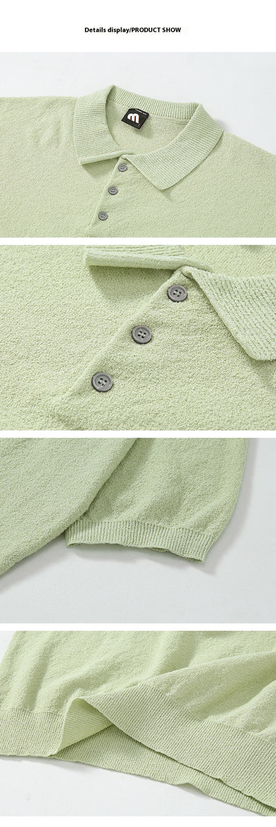 Polo Tejido Retro Clásico de Manga Corta para Hombre - Image 15
