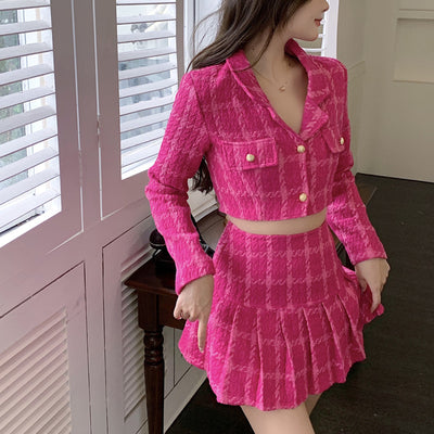 Conjunto Ejecutivo con Blazer Cuadros y Falda Plisada Cintura Alta - Image 9