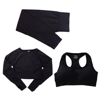 Conjunto Deportivo 3 Piezas: Top Manga Larga, Sostén y Pantalones para Yoga - Image 23