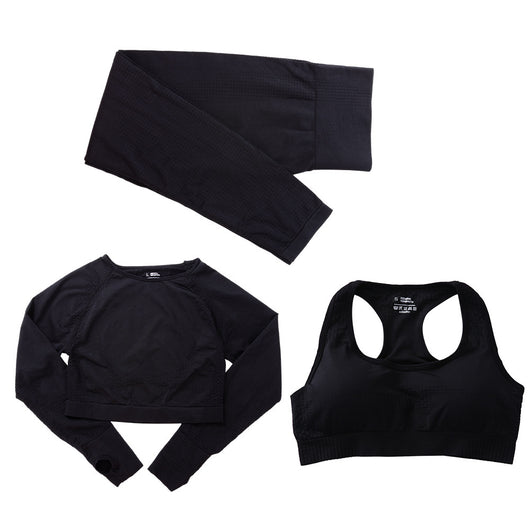 Conjunto Deportivo 3 Piezas: Top Manga Larga, Sostén y Pantalones para Yoga - Image 23