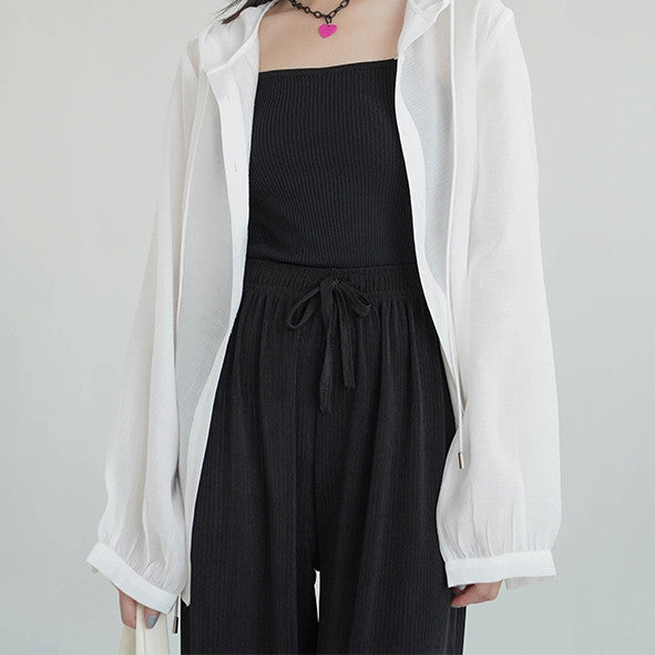 Blusa Casual con Capucha y Protección Solar para Mujer