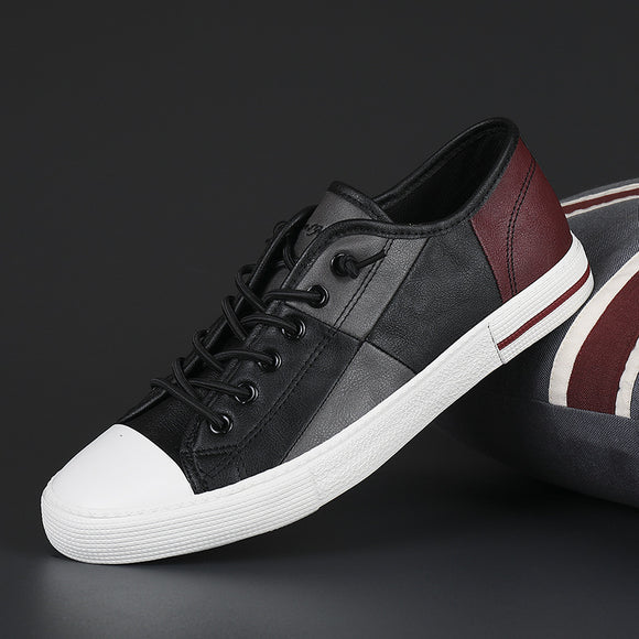 Zapatos de Cuero para Hombre con Contraste de Colores y Suela de Goma