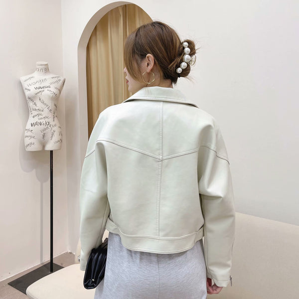 Chaqueta de Cuero PU Suelta y Casual para Mujer