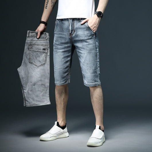 Pantalones Cortos Denim Slim con Bolsillos Oblicuos para Hombre - Image 8