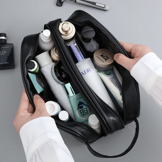 Bolsa de Aseo Viaje Doble Compartimento Cuero PU Hombre - Image 3