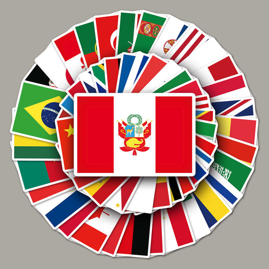 105 waterproof flag graffiti stickers, featuring various national flags like Turkey, Brazil, Canada, and USA. - Image 2