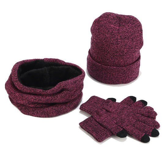 Conjunto Tejido Variegado de Gorro, Bufanda y Guantes de Lana Gruesa
