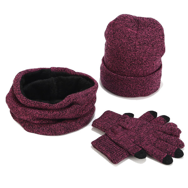 Conjunto Tejido Variegado de Gorro, Bufanda y Guantes de Lana Gruesa