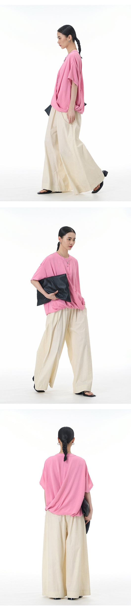 Blusa Suelta con Botones Decorativos y Manga Corta - Image 25