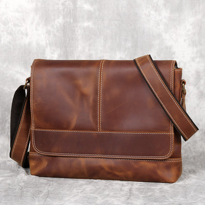 Bolsa de Cuero Horizontal Retro para Hombre - Estilo A4 - Image 3
