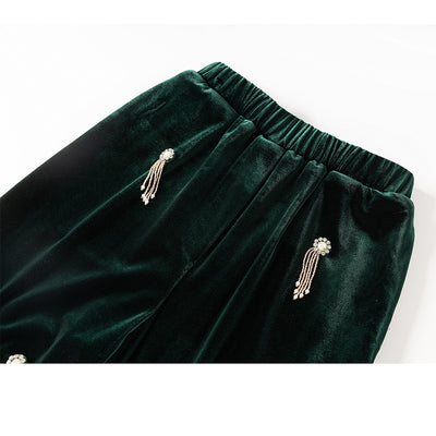 Traje de Terciopelo con Detalles de Cuentas para Mujer - Image 5