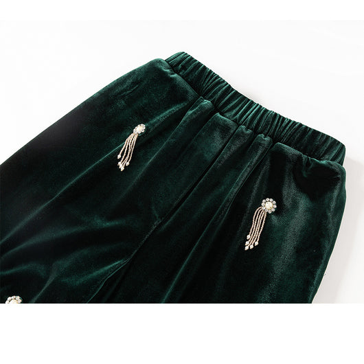 Traje de Terciopelo con Detalles de Cuentas para Mujer - Image 5