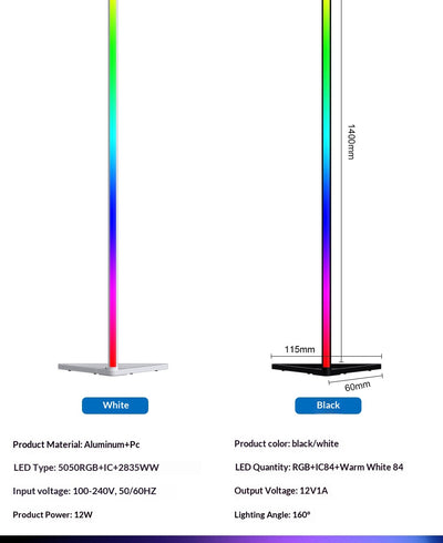 Lámpara de Piso Ambiental RGB con Bluetooth para Dormitorio - Image 11