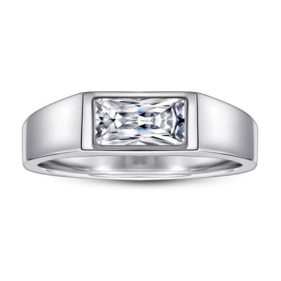 Anillo de Plata Esterlina Chapado en Platino con Zirconia para Hombre - Image 10