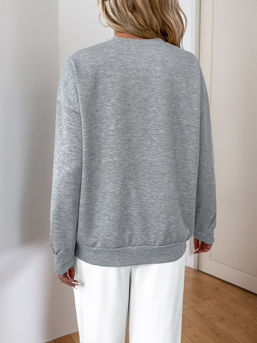 Sudadera Suelta con Cuello Redondo y Lentejuelas Combinadas para Mujer - Image 12
