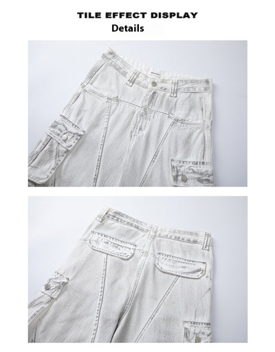 Pantalones Cargo Retro Mujer Cintura Alta Pierna Ancha Casual - Image 9