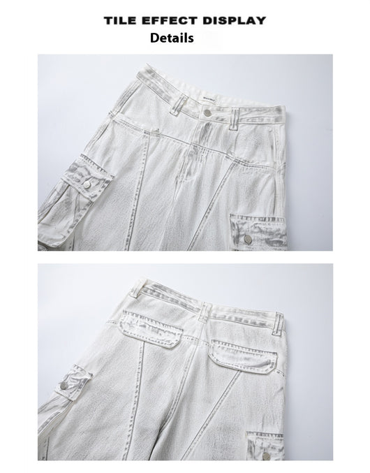 Pantalones Cargo Retro Mujer Cintura Alta Pierna Ancha Casual - Image 9