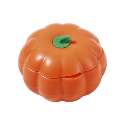 Dark green pumpkin-shaped catnip ball dispenser with a light green stem-like cap for cats. - Image 3