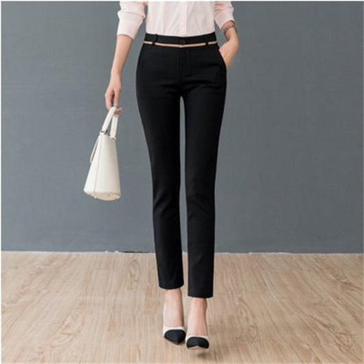 Pantalones de Vestir Rectos Elásticos de Cintura Alta para Mujer - Image 13