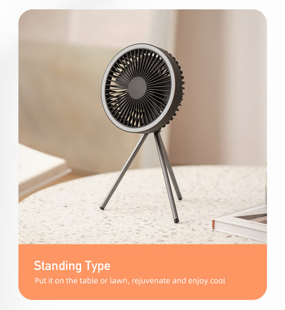 Ventilador LED Camping Portátil 3 en 1 con Tripié Ajustable y Carga USB - Image 12
